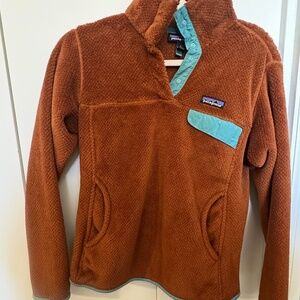 Patagonia Burnt Orange Fleece with Teal Trim
